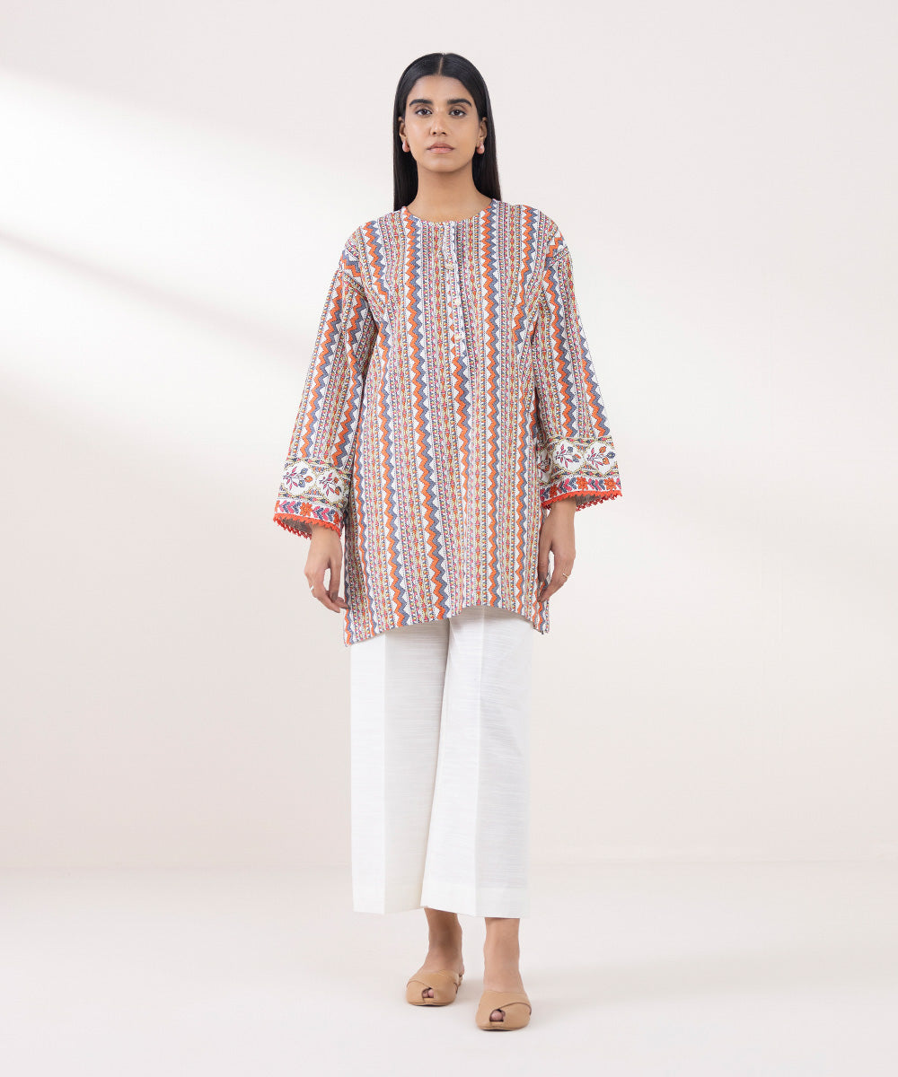 Women's Pret Khaddar Printed Multi Boxy Shirt