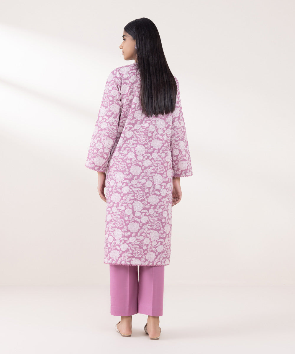 Women's Pret Khaddar Printed Purple A-Line Shirt