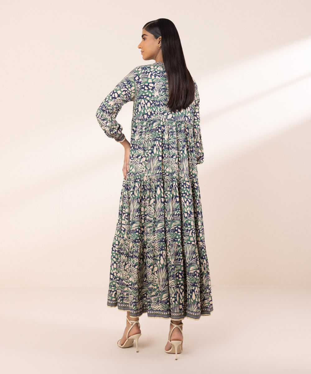 Women's Pret Arabic Lawn Printed Multi Tier Dress