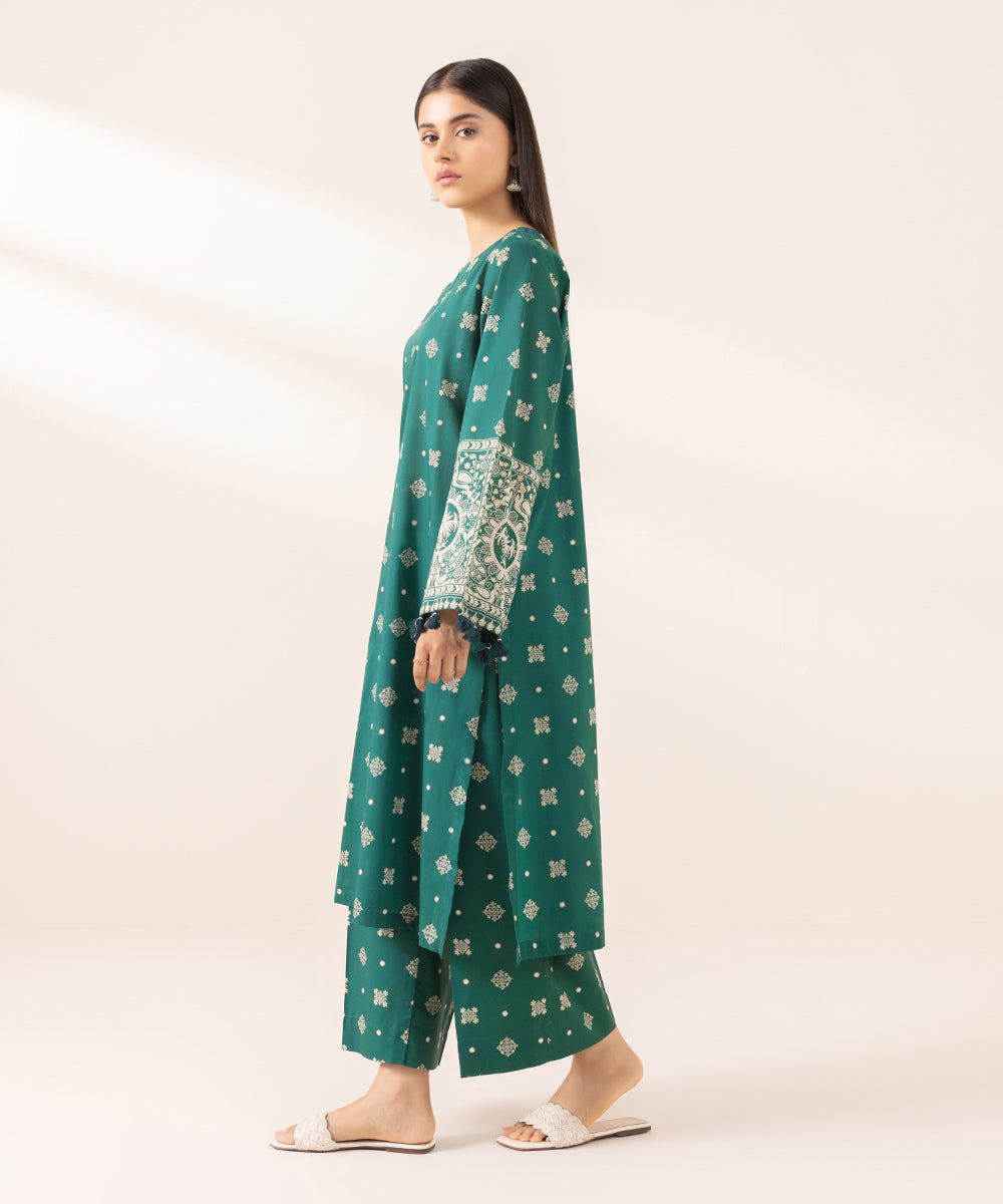 Women's Pret Lawn Printed Green A-Line Shirt