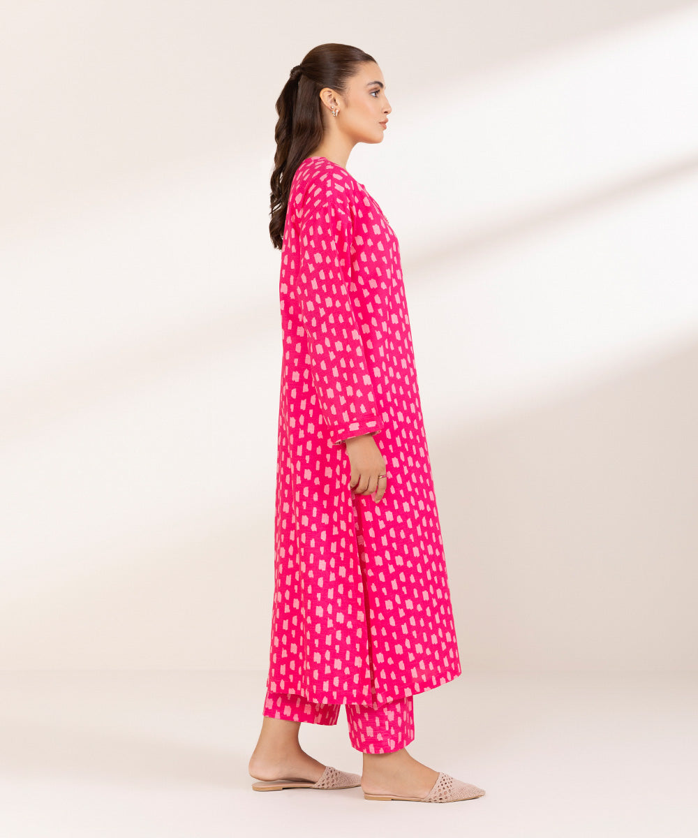 Women's Pret Khaddar Printed Hot Pink A-Line Shirt