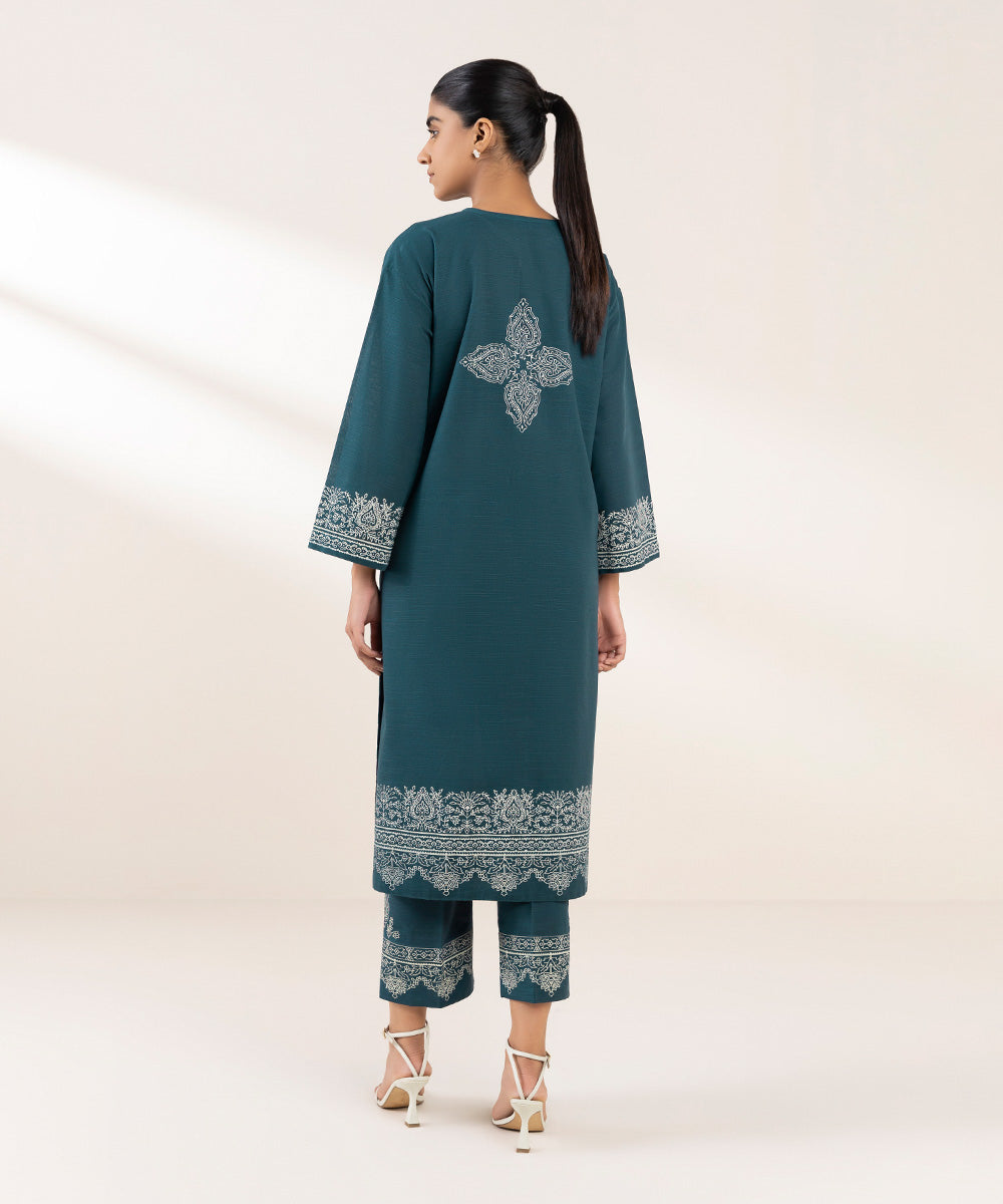 Women's Pret Khaddar Printed Green Boxy Shirt