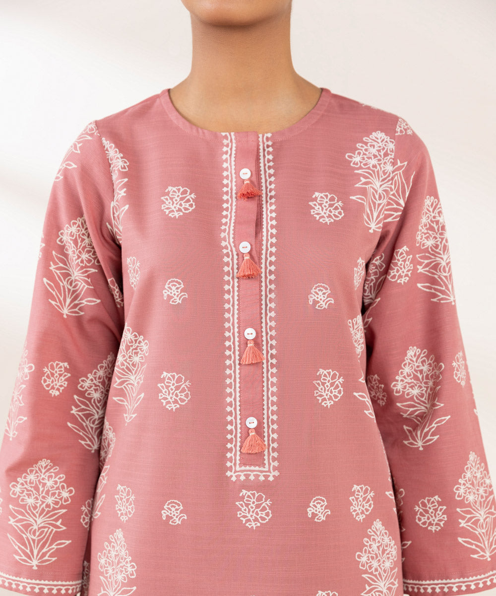 Women's Pret Khaddar Printed Pink A-Line Shirt