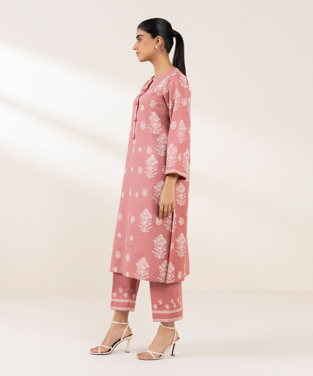 Women's Pret Khaddar Printed Pink A-Line Shirt