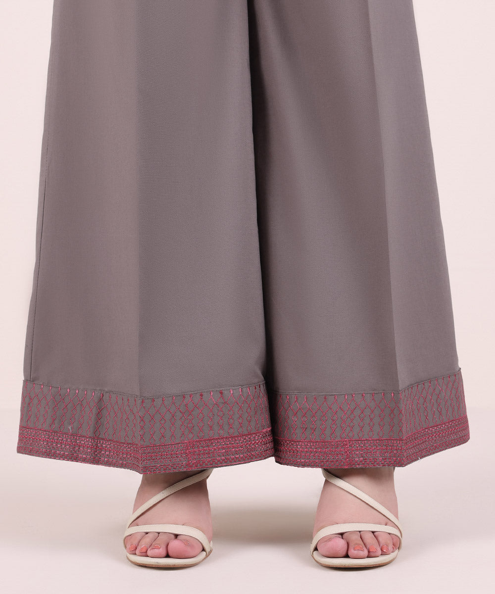 Women's Pret Cambric Embroidered Fawn Grey Culottes