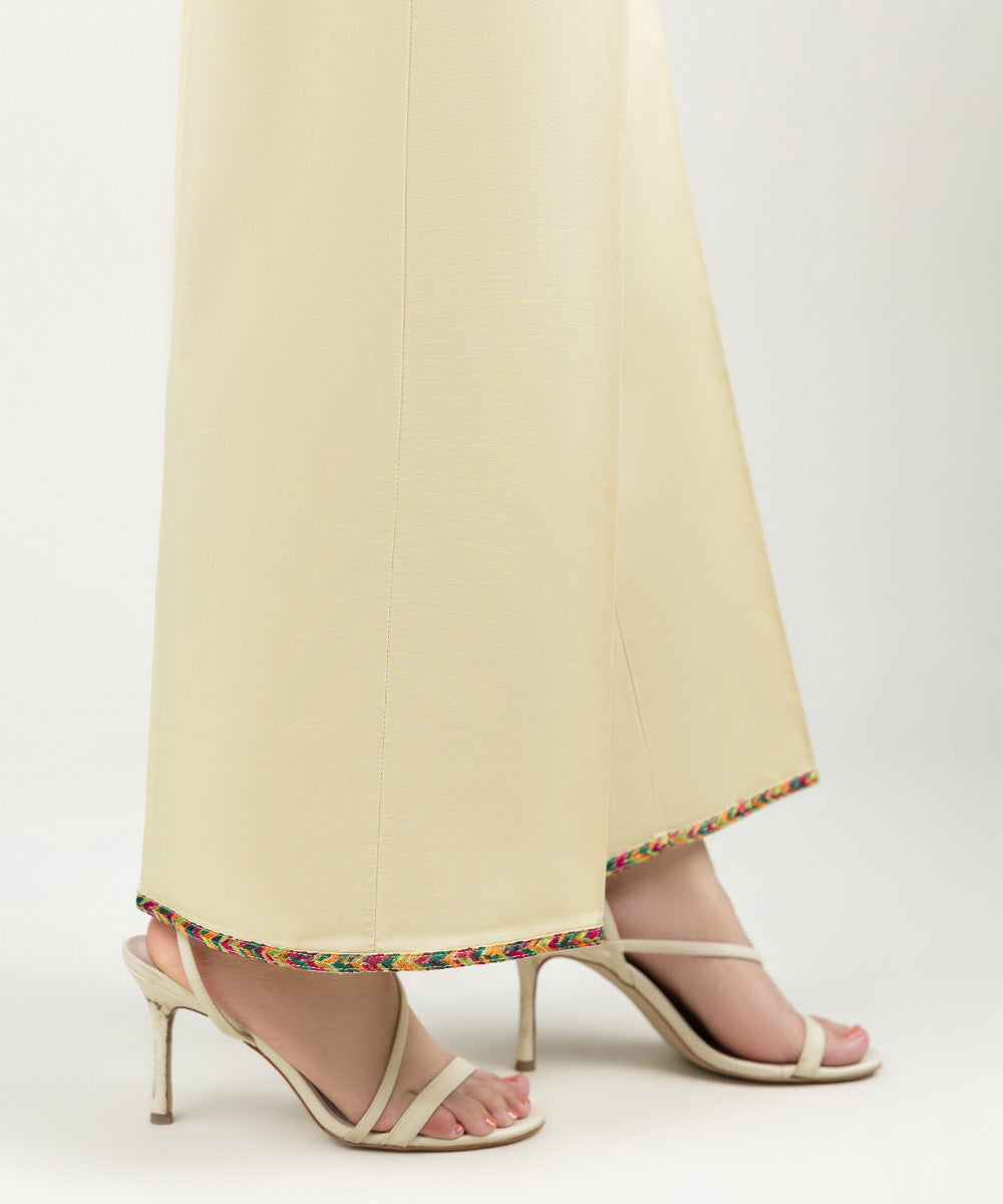 Women's Pret Cambric Embroidered Beige Culottes