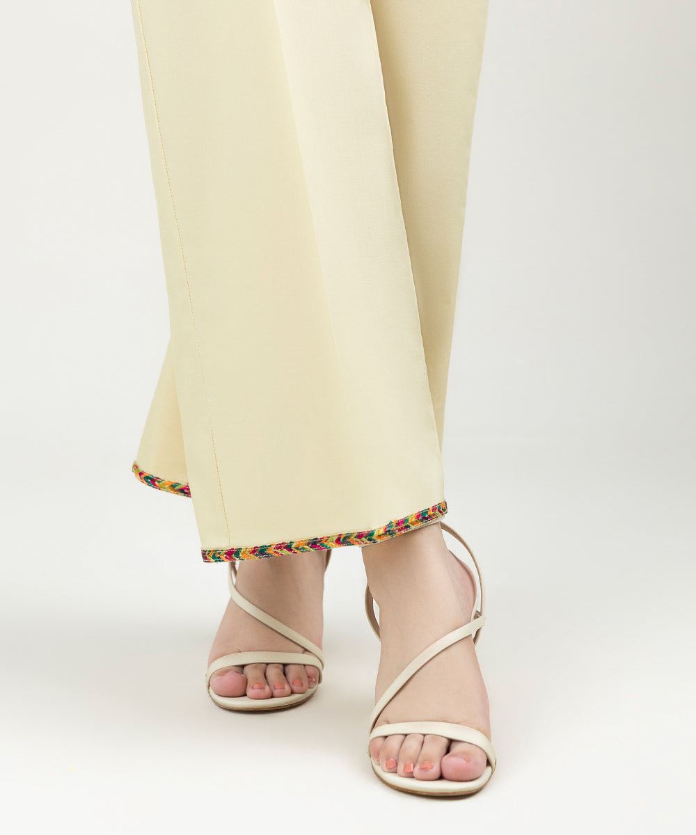 Women's Pret Cambric Embroidered Beige Culottes