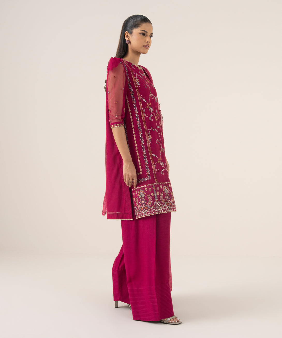 Women's Unstitched Blended Net Dyed Three Piece Suit