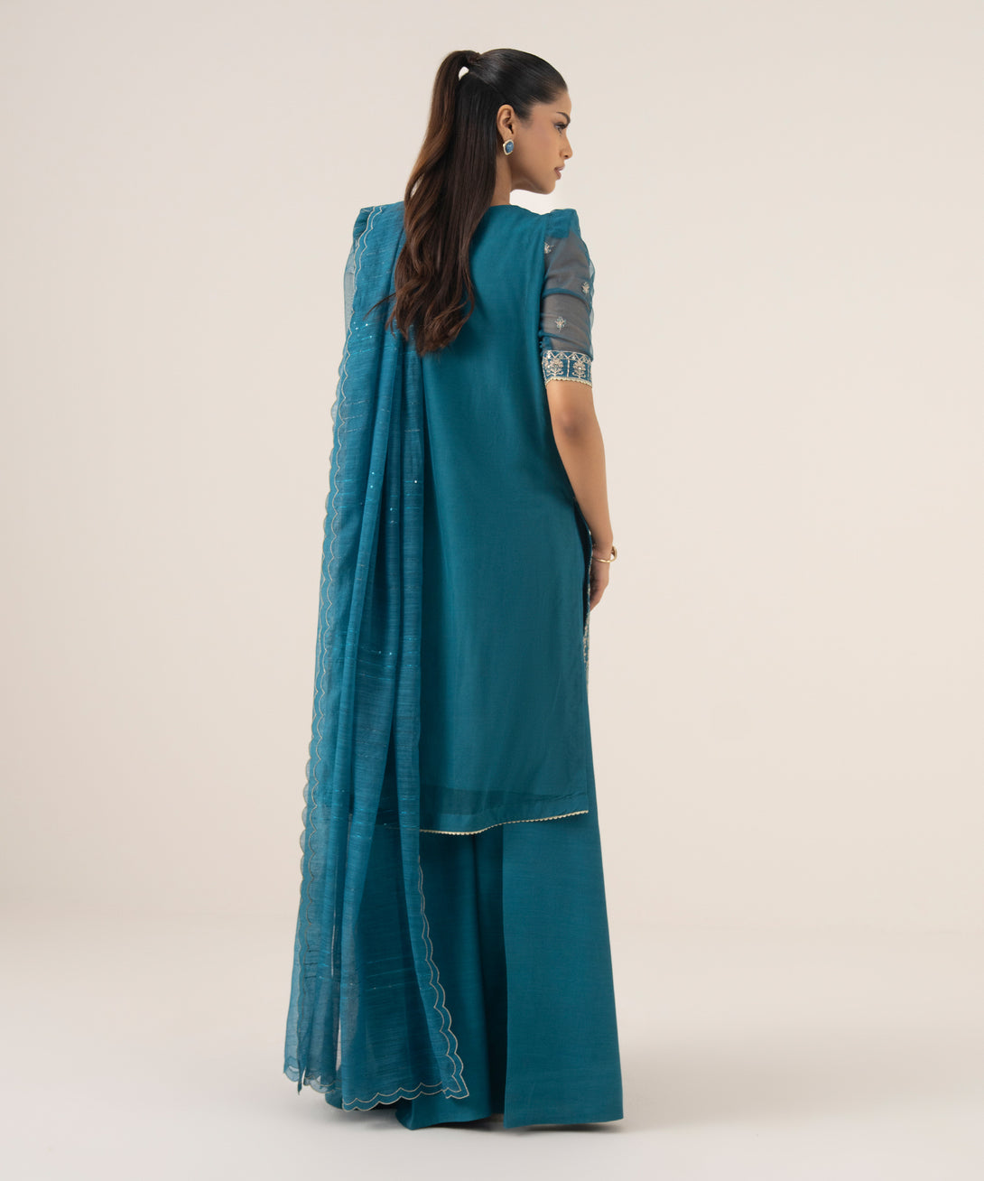 Women's Unstitched Blended Net Dyed Three Piece Suit
