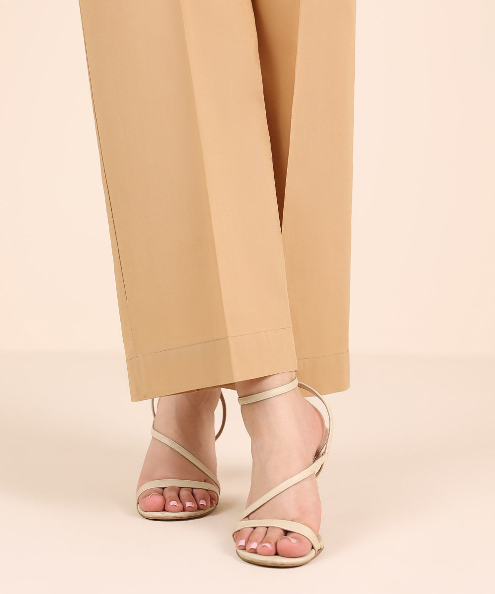 Women's RTW Cambric Beige Solid Culottes