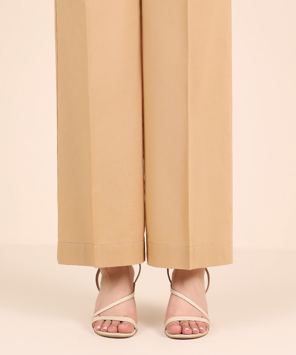 Women's RTW Cambric Beige Solid Culottes