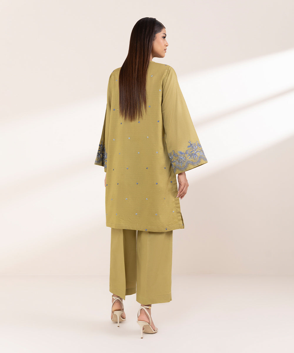 Women's RTW Dobby Brown Embroidered Boxy Shirt