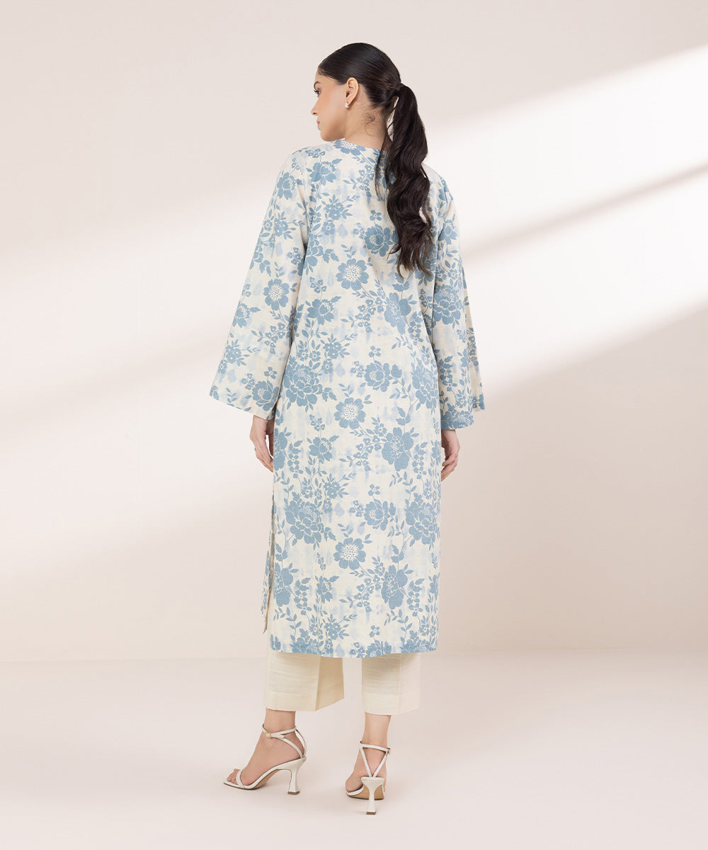 Women's Pret Khaddar Printed Off White A-Line Shirt