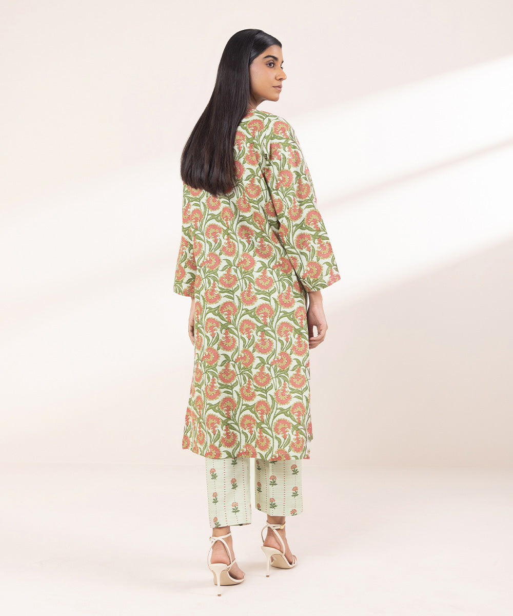 Women's Pret Khaddar Printed Sage Green A-Line Shirt