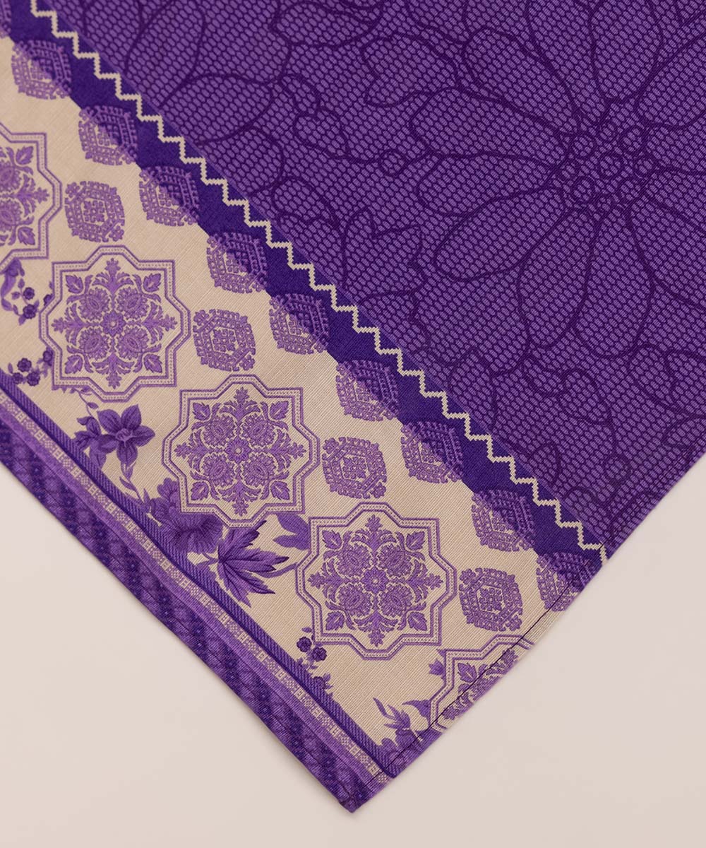 Khaddar Purple Printed Dupatta