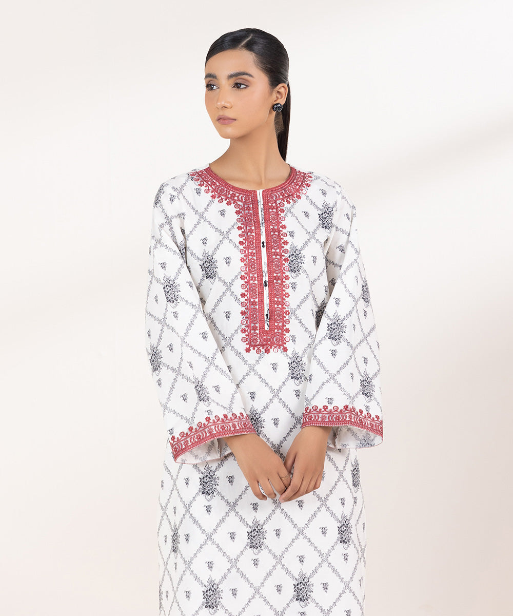 Women's Pret Cambric Embroidered Multi A-Line Shirt