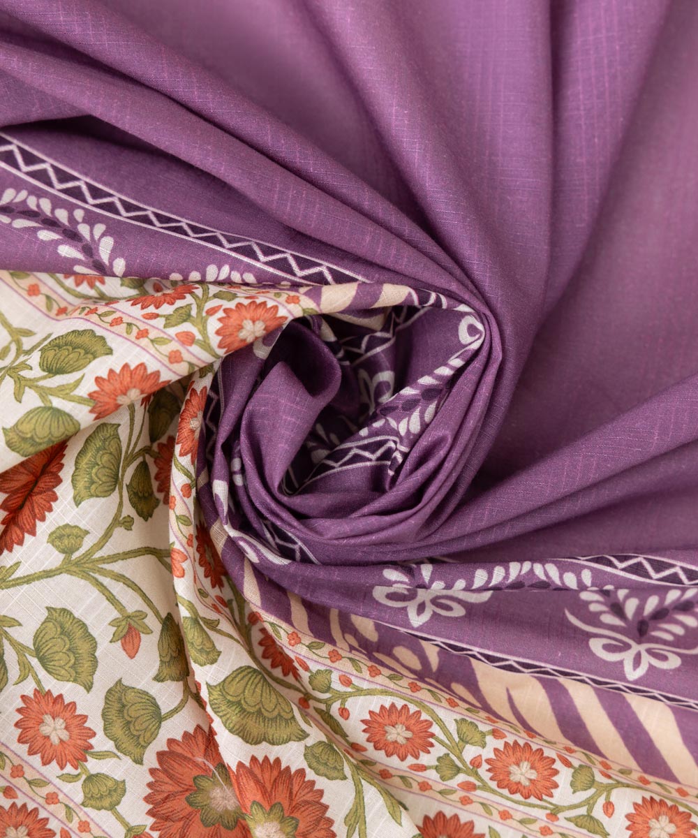 Textured Voile Purple Printed Dupatta