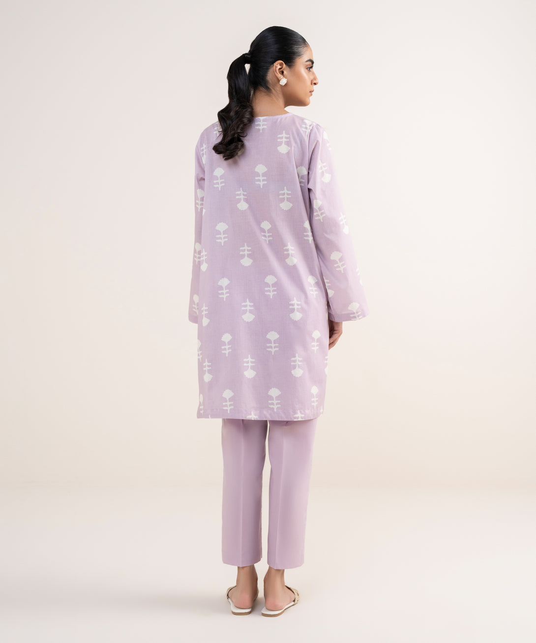 Women's RTW Lawn Purple Embroidered Straight Shirt