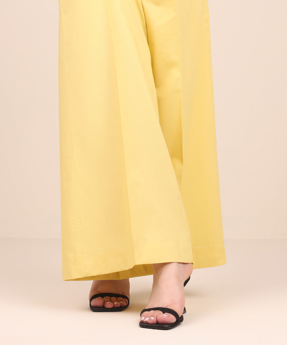 Women's Pret Cambric Yellow Solid Culottes