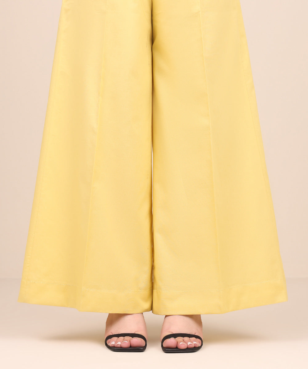 Women's Pret Cambric Yellow Solid Culottes