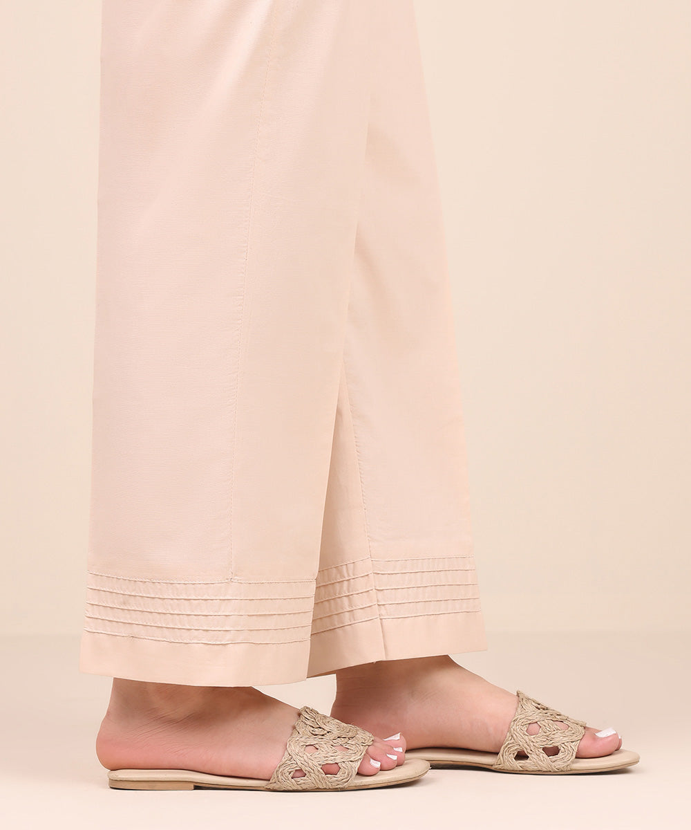 Women's Pret Cambric Pink Solid Straight Pants