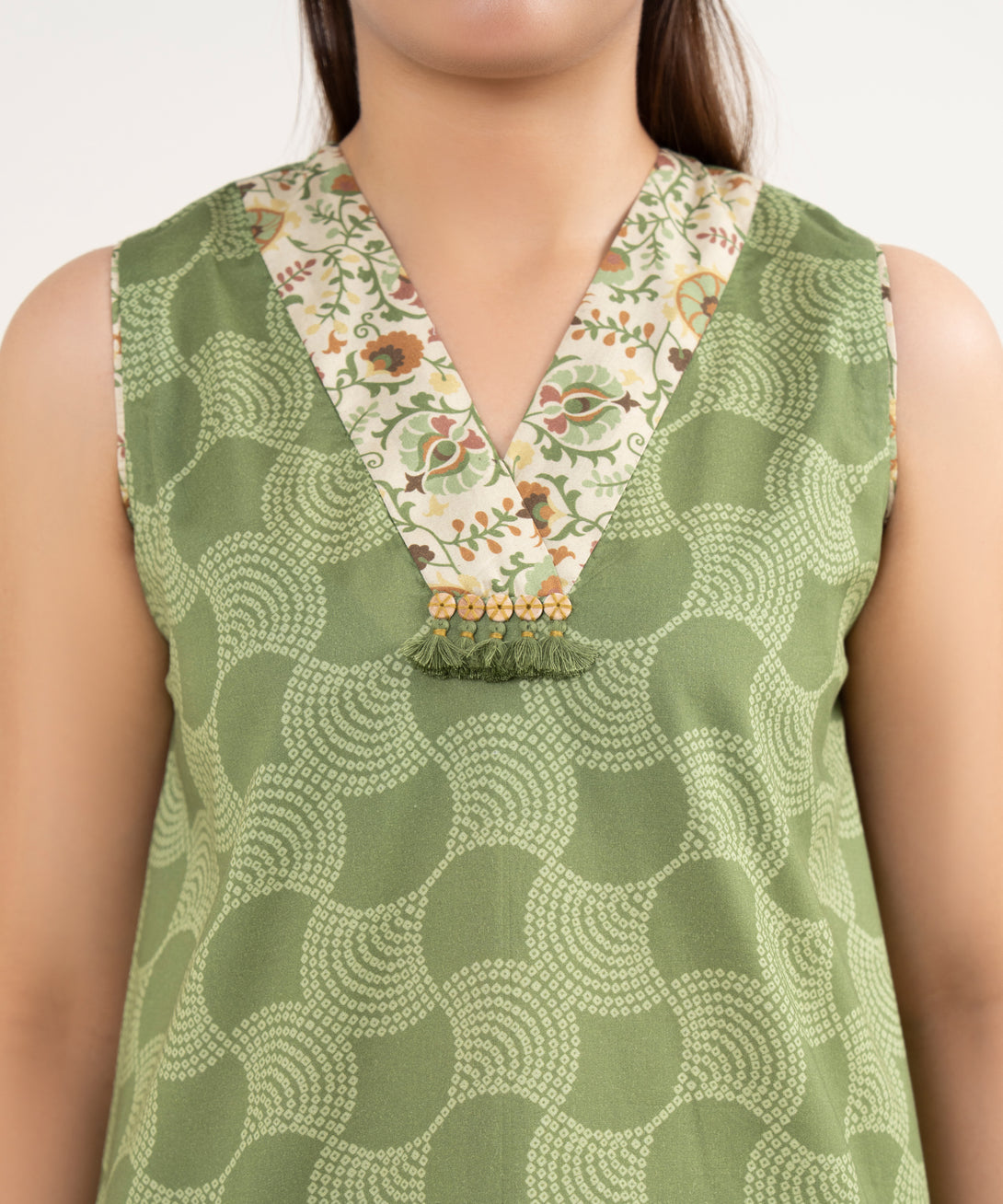 Women's Unstitched Lawn Printed Green 3 Piece Suit