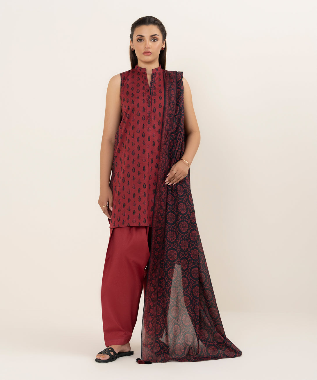 Women's Unstitched Lawn Printed Multi 3 Piece Suit