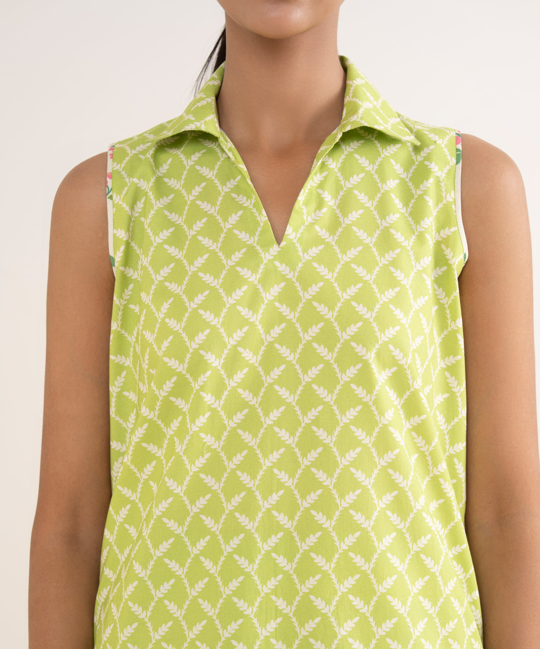 Women's Unstitched Cotton Printed Green 3 Piece Suit