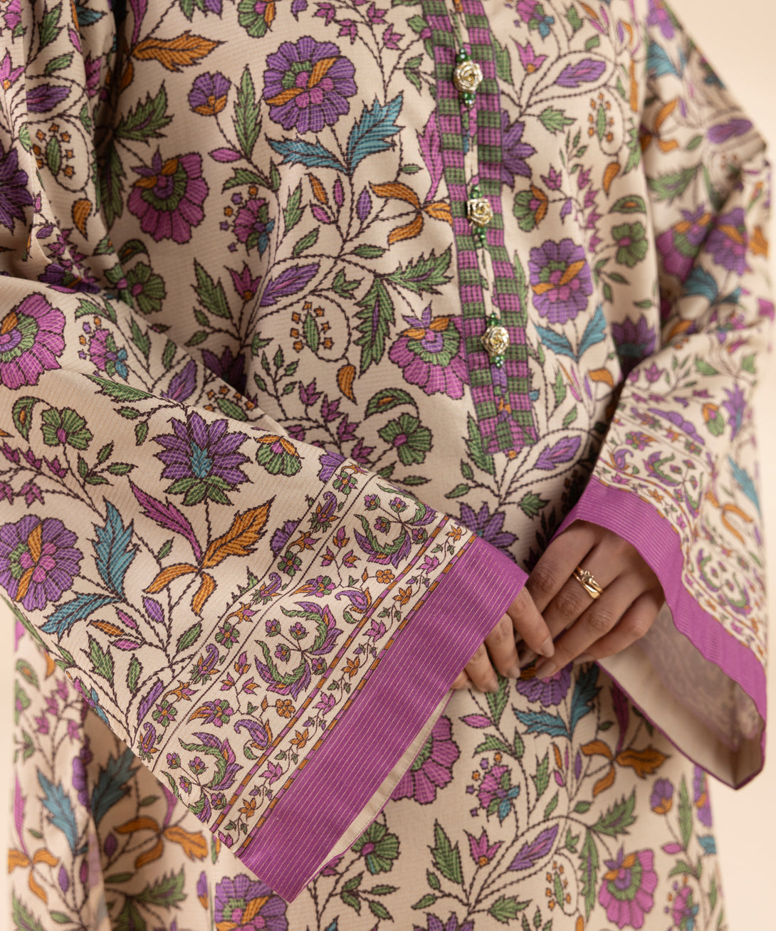 Women's Unstitched Zari Lawn Printed Multi 3 Piece Suit