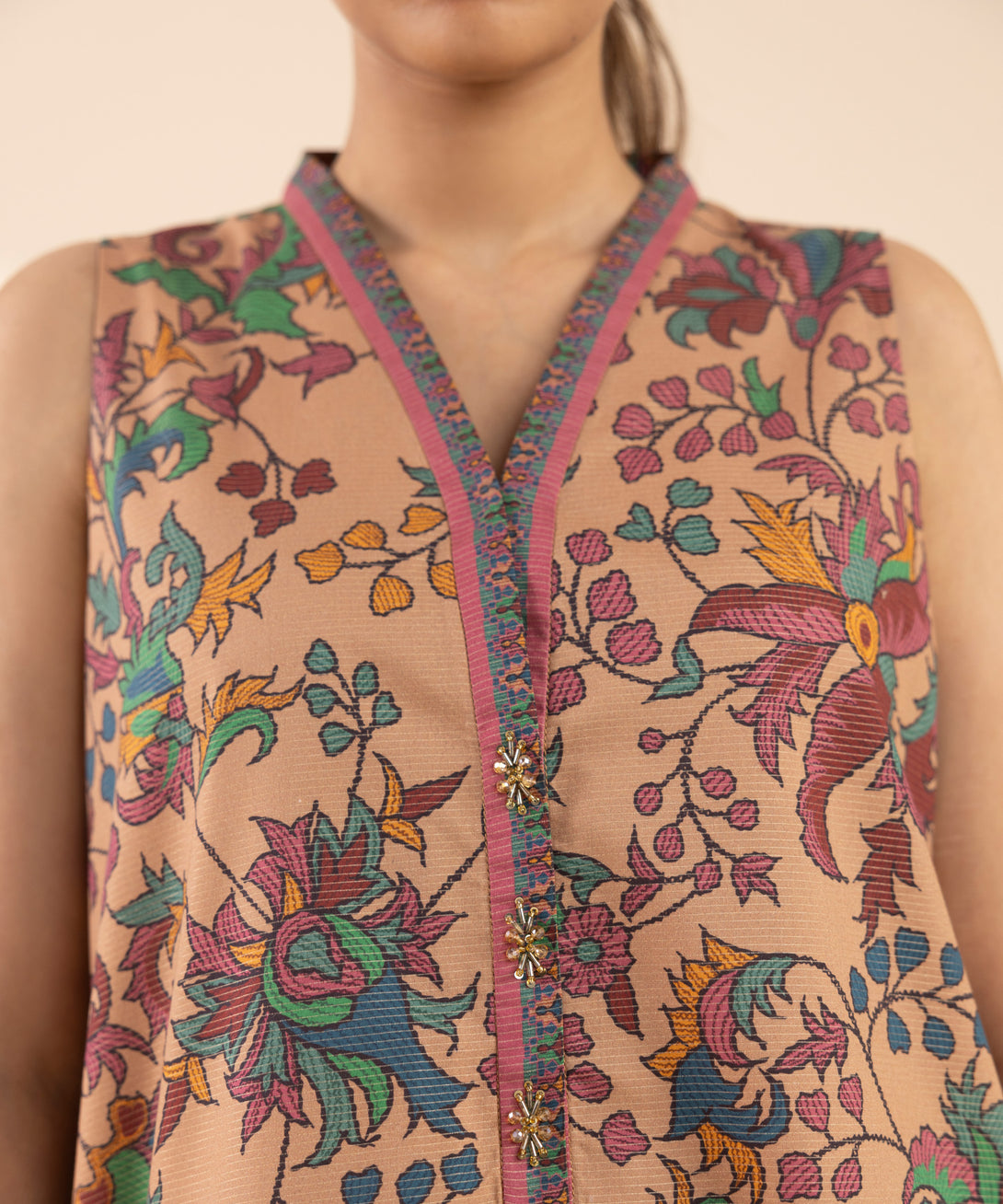 Women's Unstitched Zari Lawn Printed Multi 3 Piece Suit
