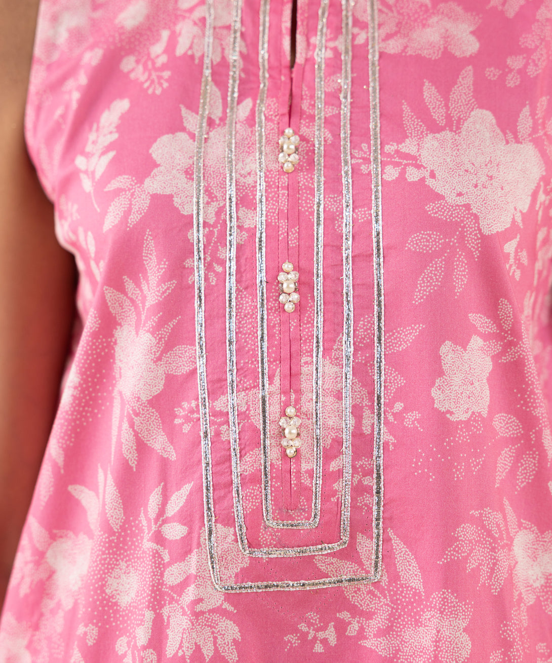 Women's Unstitched Lawn Printed Pink 3 Piece Suit