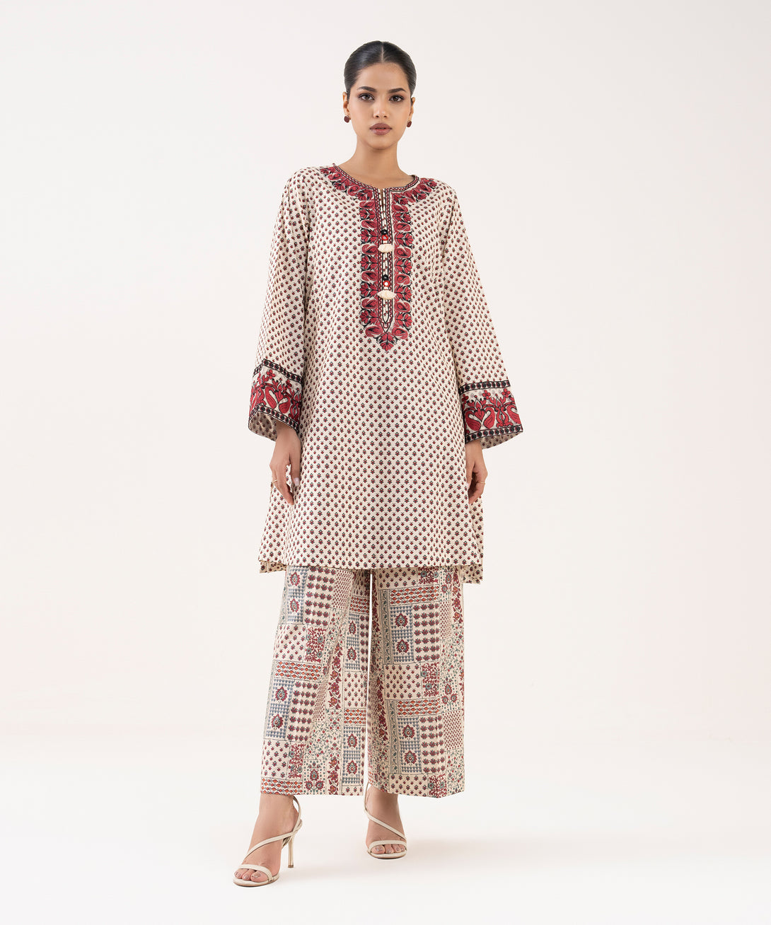 Women's RTW Cambric Off White Embroidered A-Line Shirt