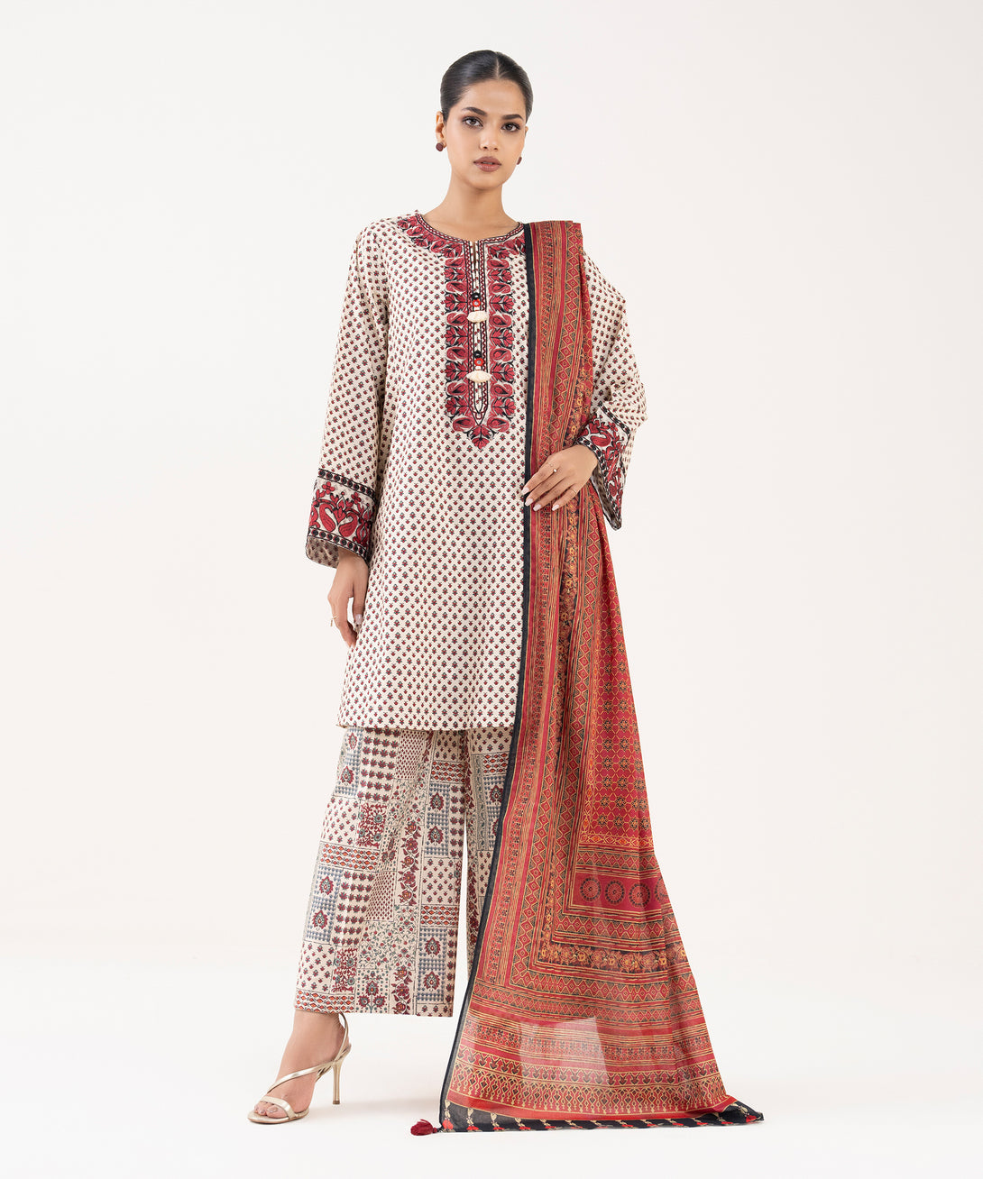 Women's RTW Cambric Off White Embroidered A-Line Shirt