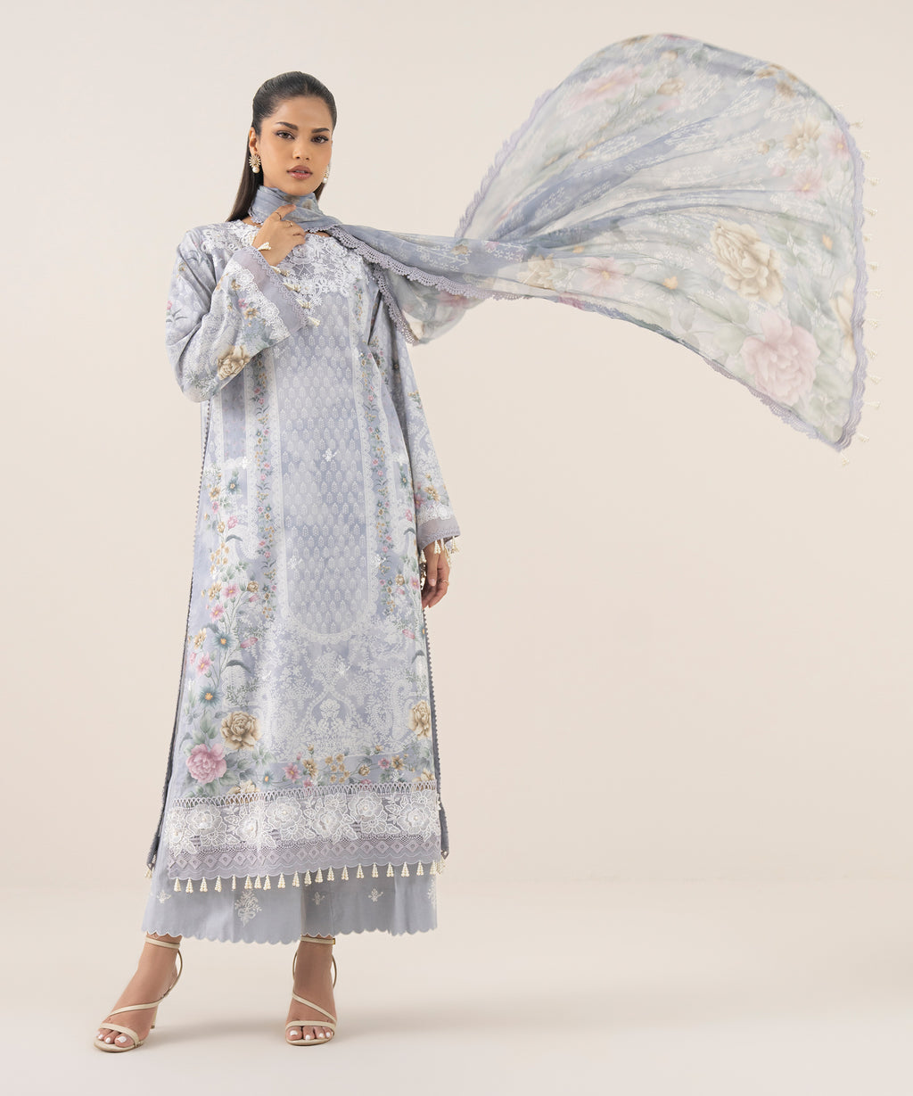 Women's Unstitched Pima Lawn Printed Three Piece Suit