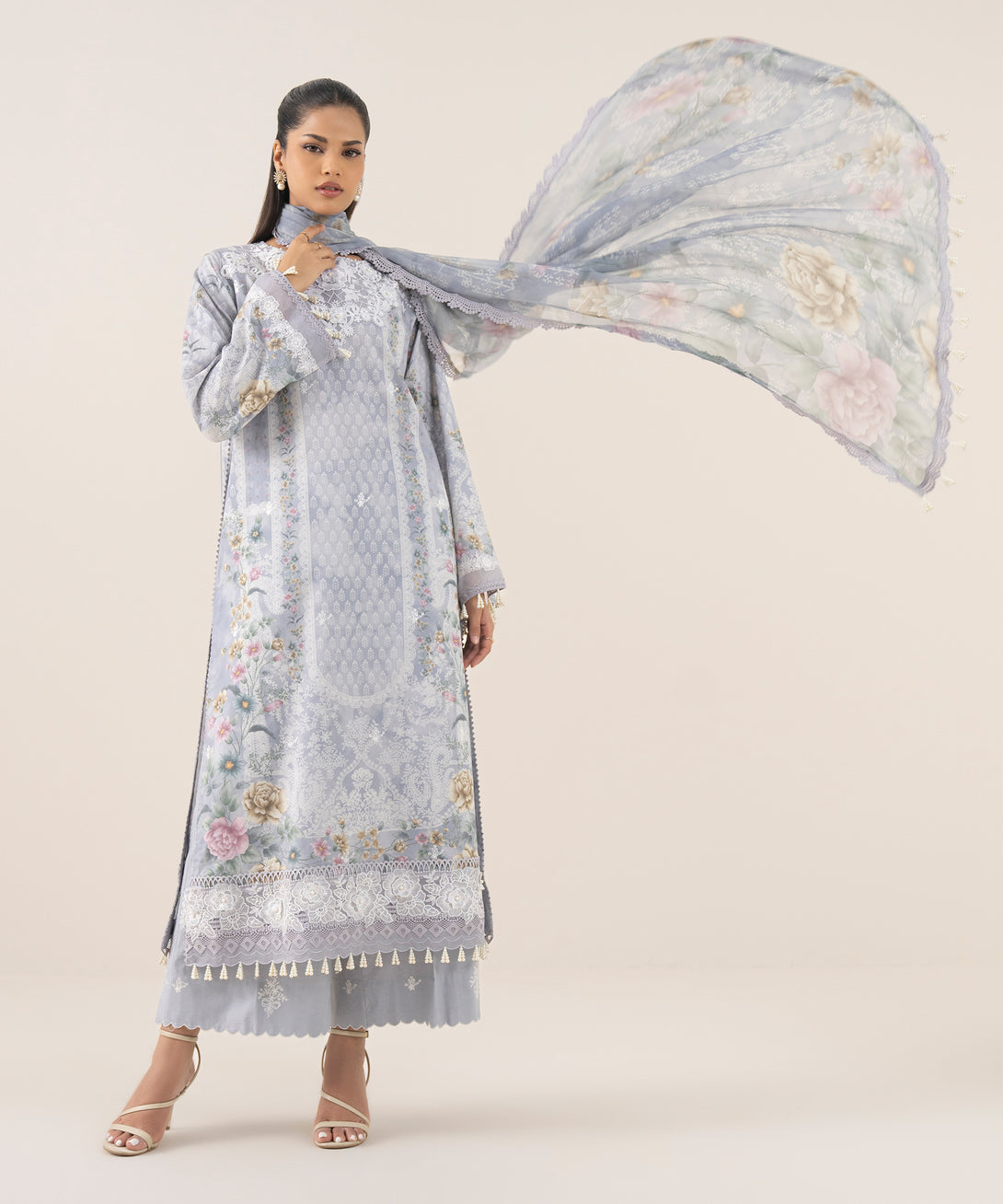 Women's Unstitched Pima Lawn Printed Three Piece Suit