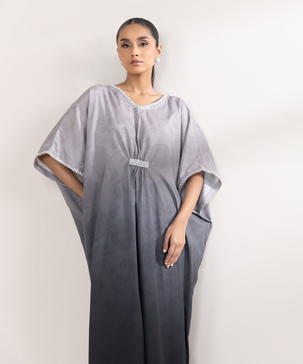 Women's Pret Blended Grip Grey Printed Kaftan