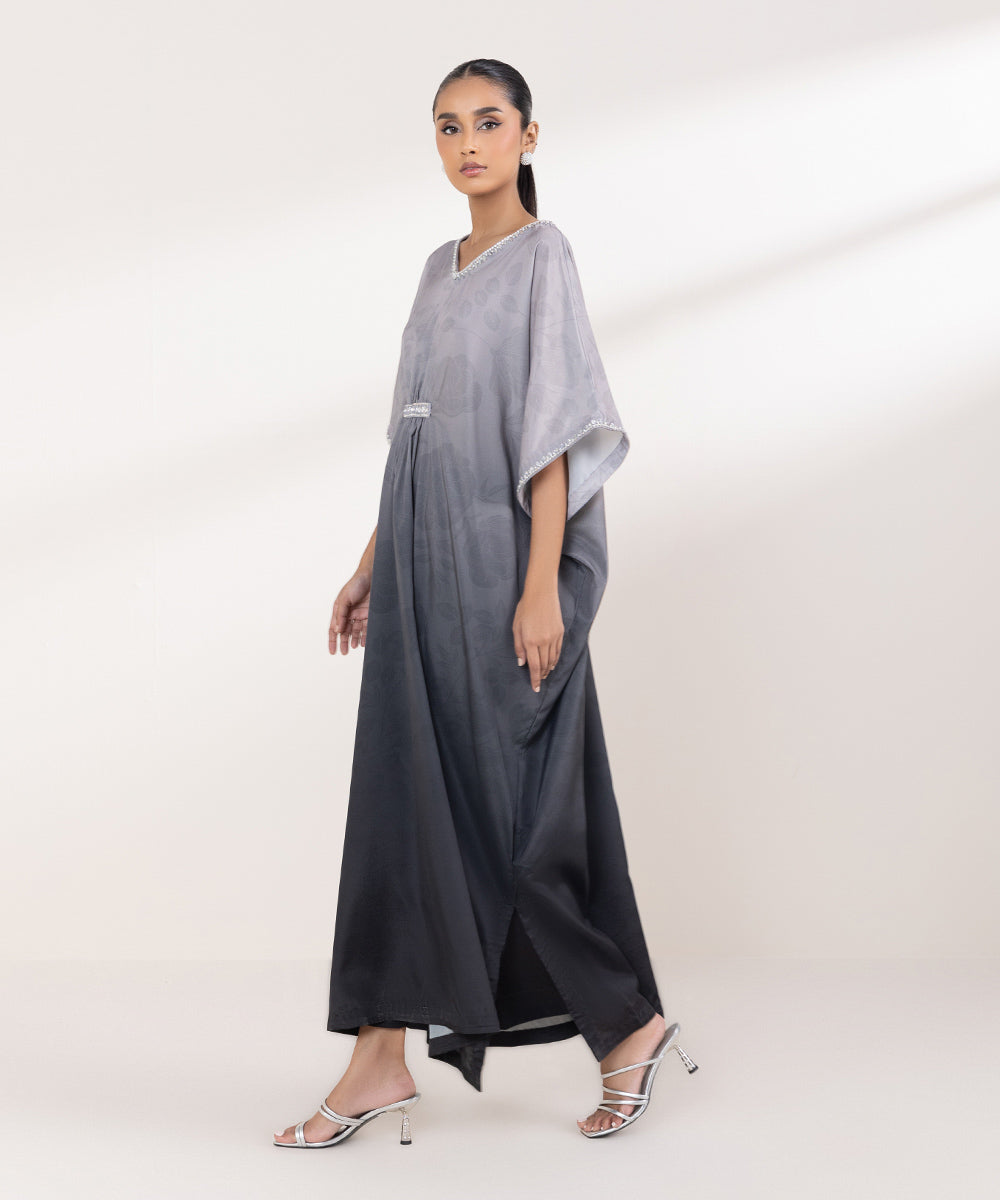 Women's Pret Blended Grip Grey Printed Kaftan