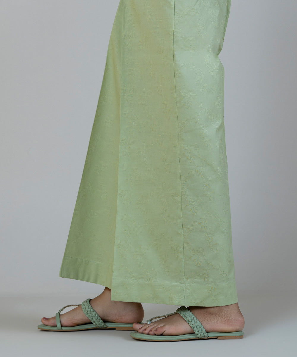 Women's Pret Cotton Jacquard Green Dyed Culottes