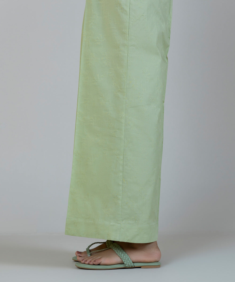 Women's Pret Cotton Jacquard Green Dyed Culottes