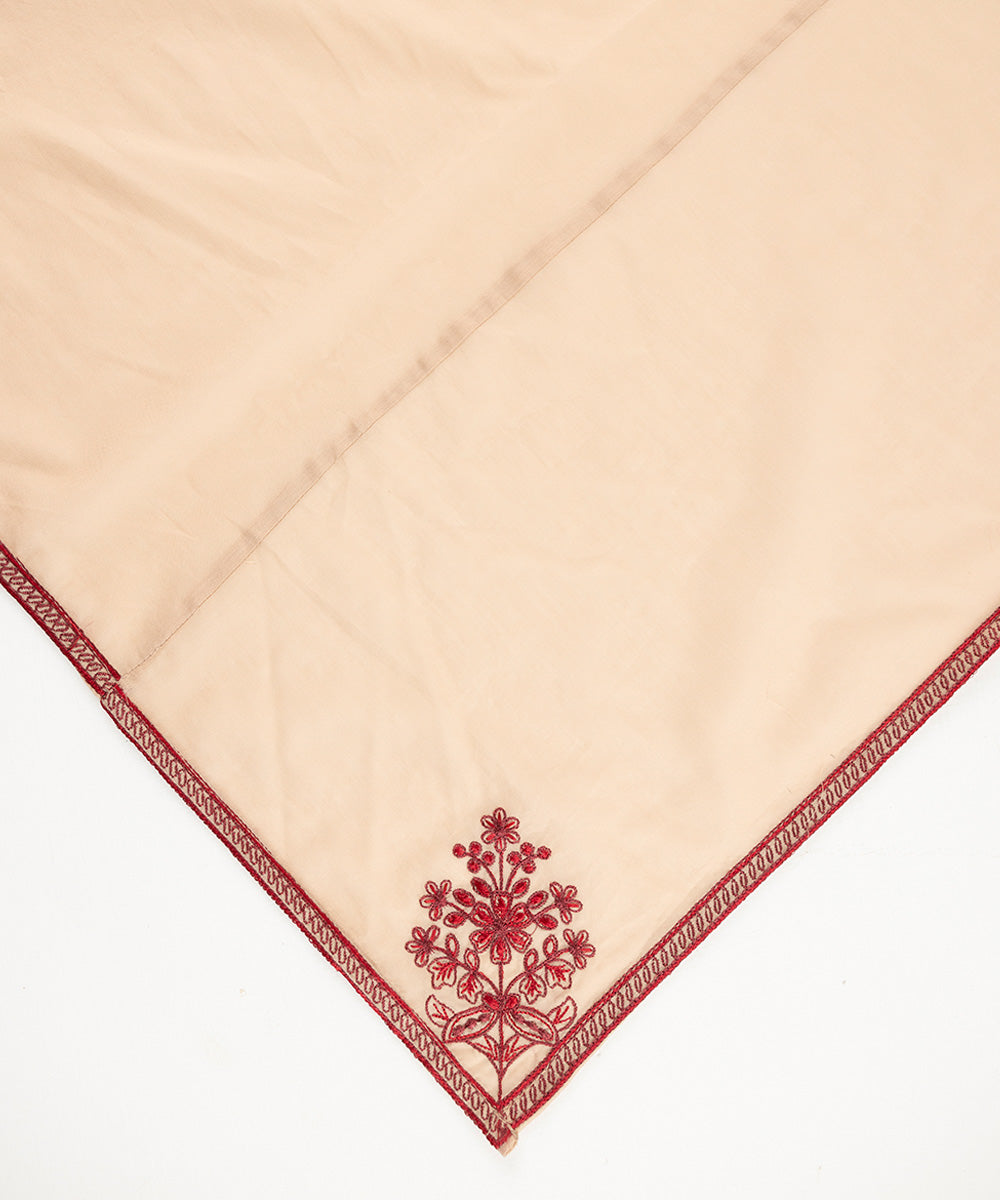 Fine Voile Embroidered Beige Dupatta