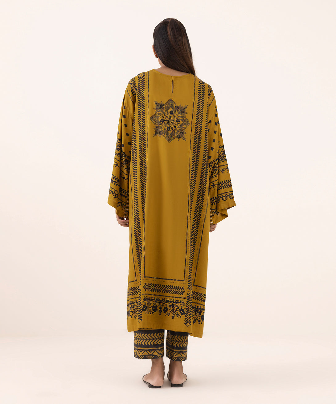 Women's RTW Arabic Lawn Brown Printed Boxy Shirt