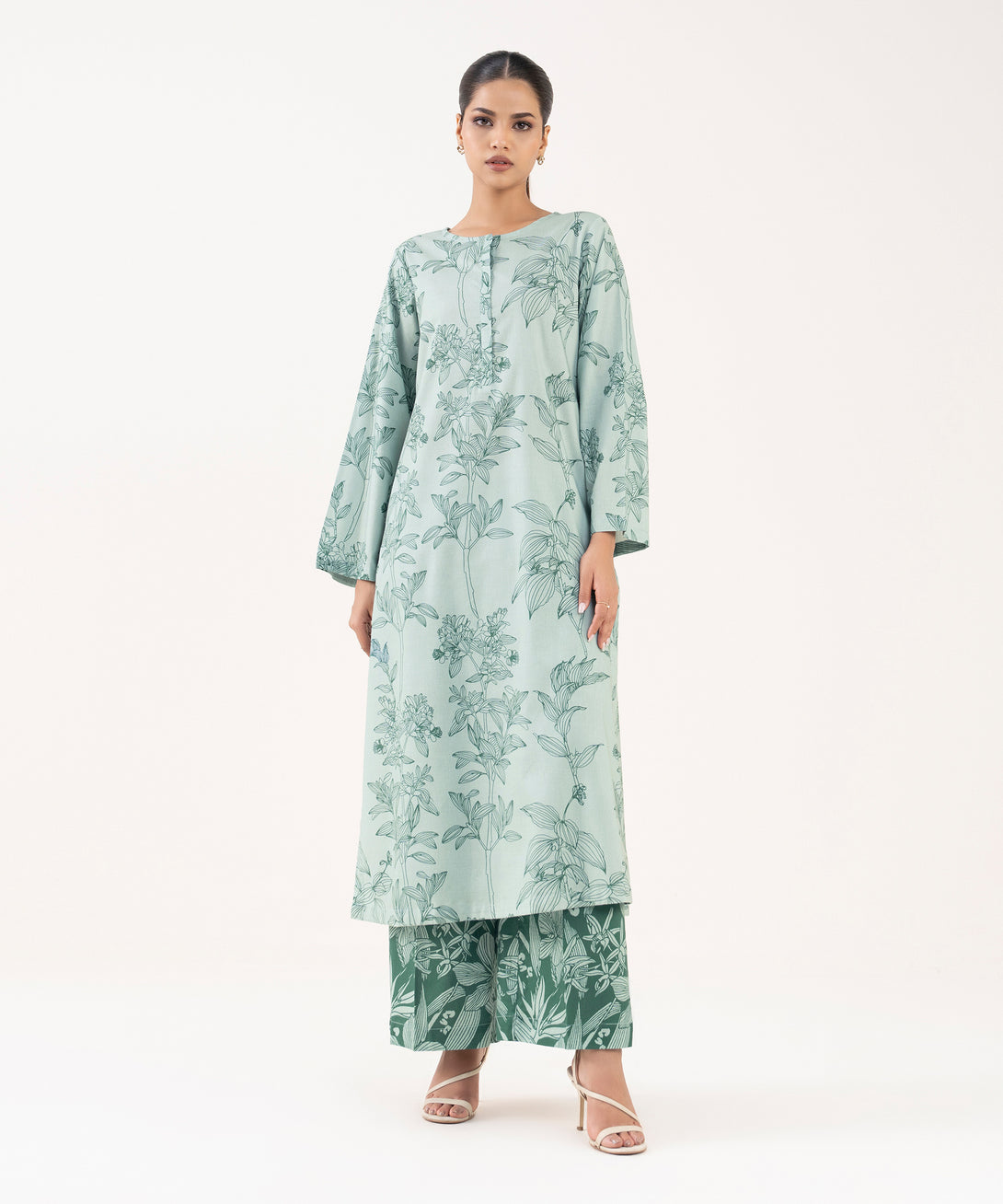 Women's RTW Viscose Lawn Blue Printed Straight Shirt