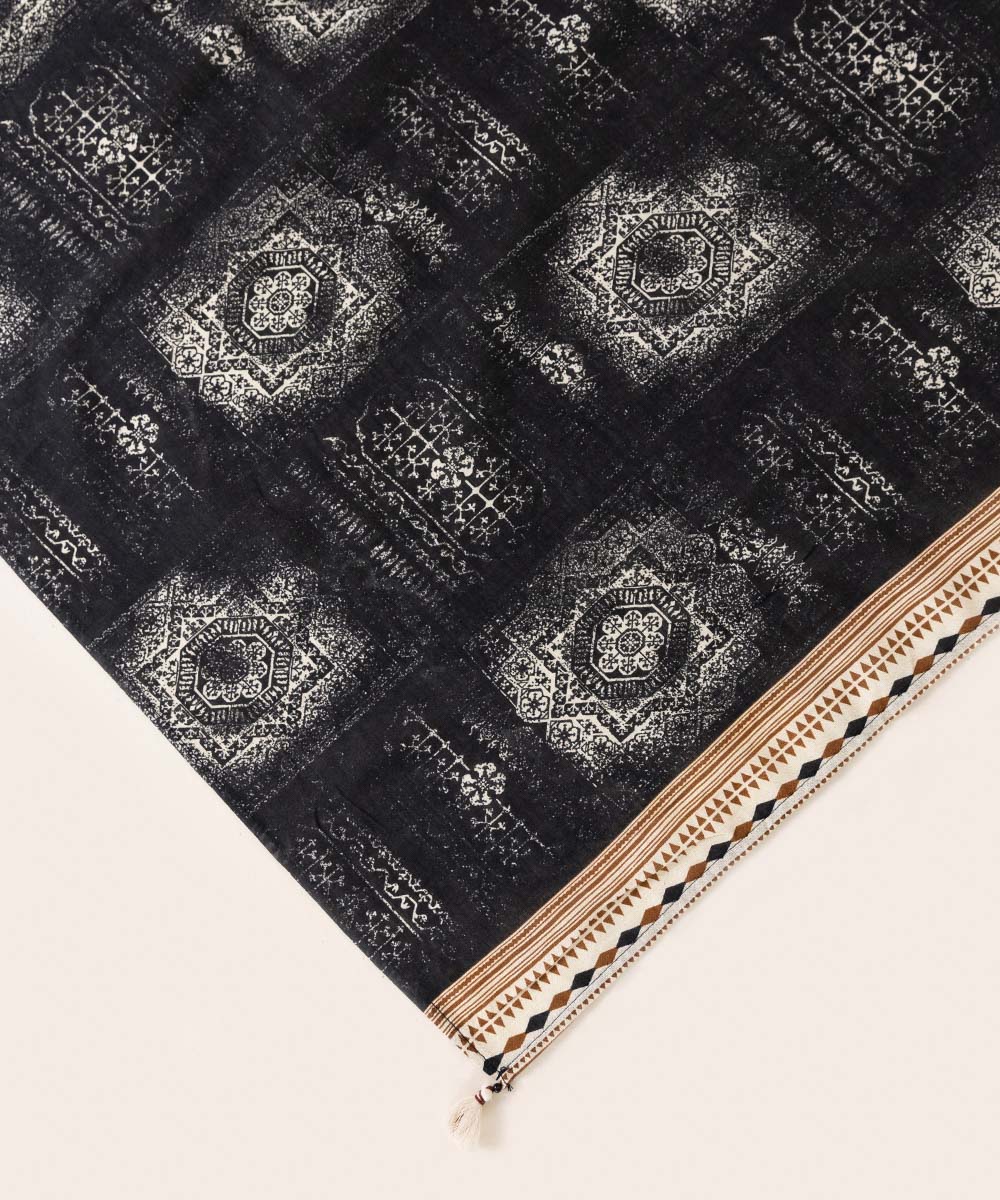 Khaddar Black Printed Dupatta