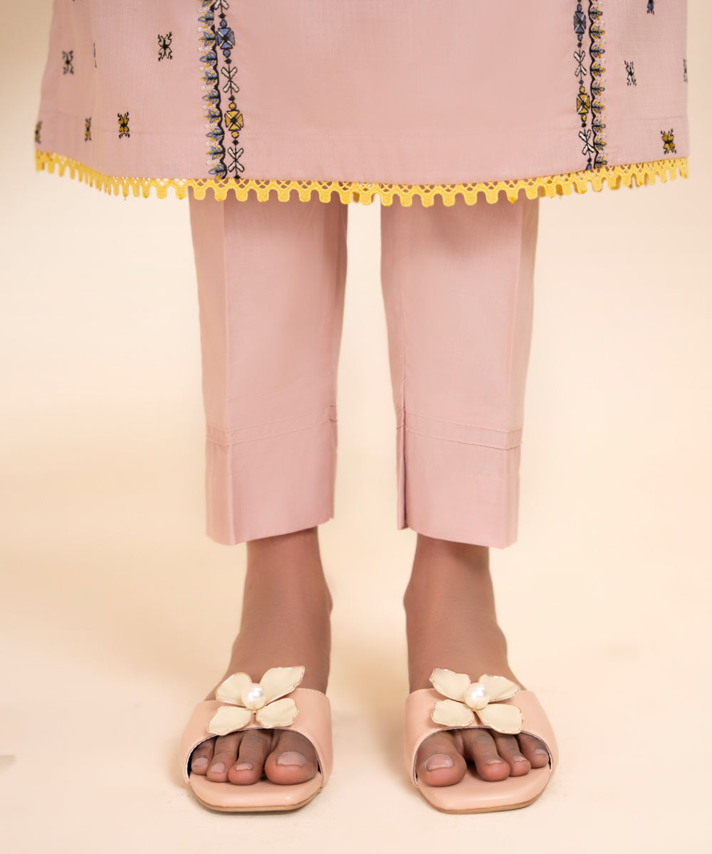 Women's Pret Cambric Pink Solid Cigarette Pants