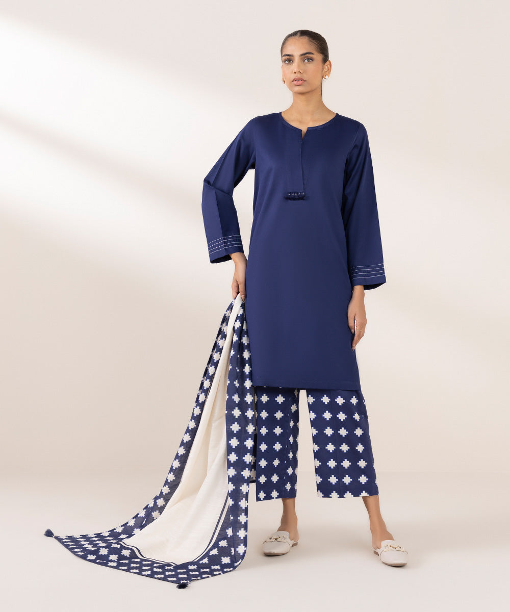 Khaddar Blue Printed Dupatta