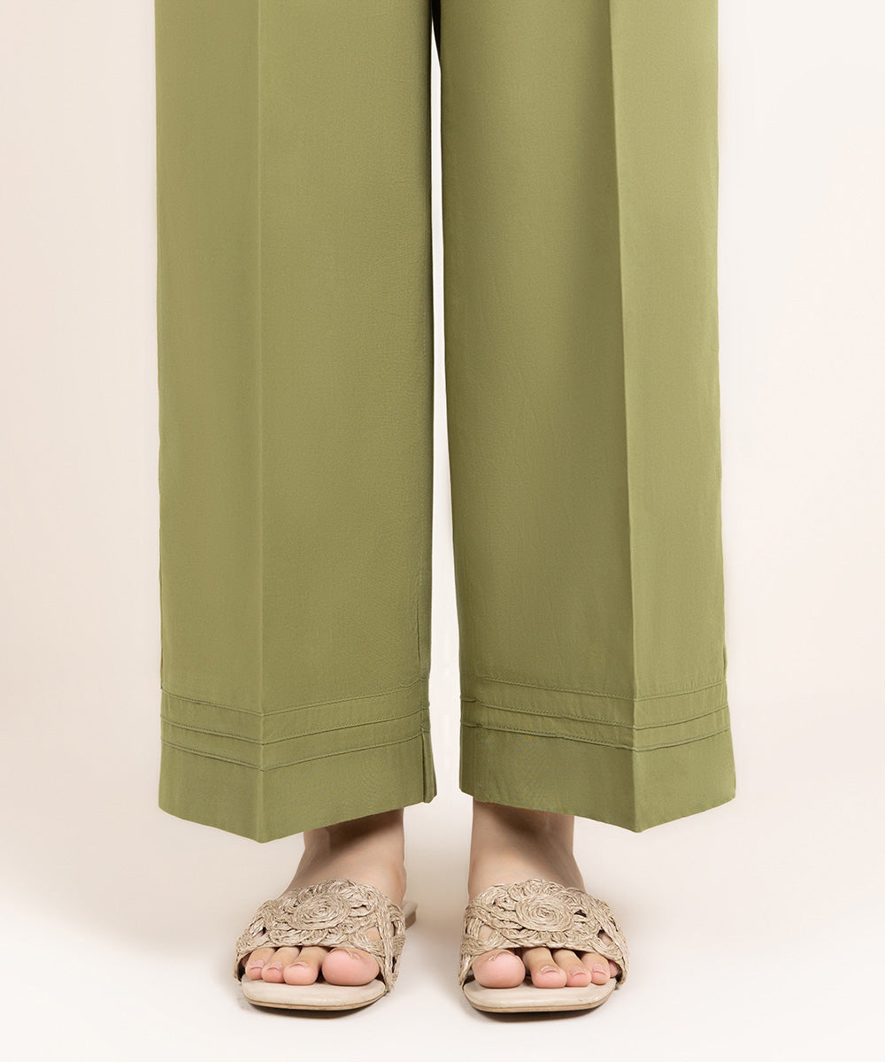 Women's Pret Cambric Solid Green Culottes