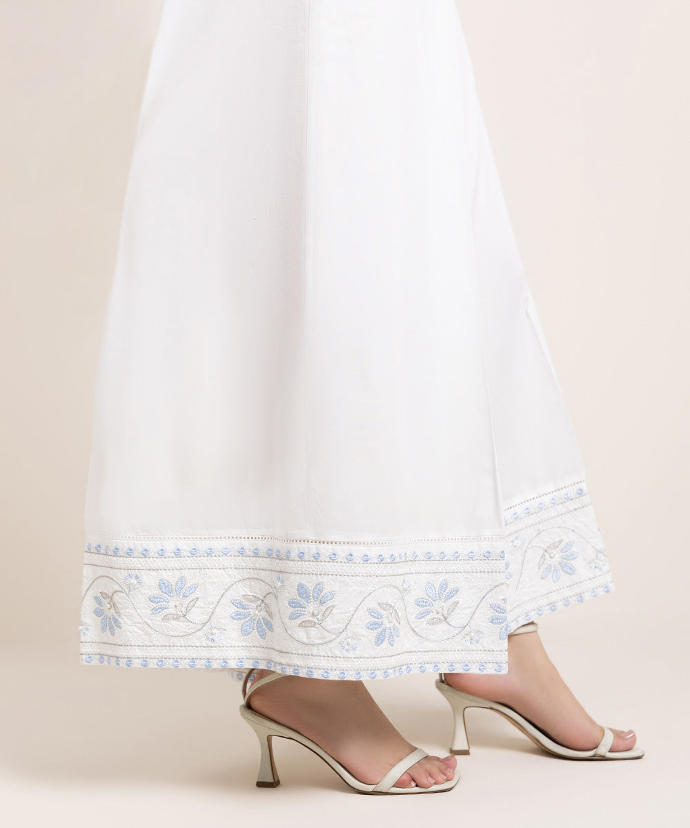 Women's Pret Cambric Embroidered White Sharara