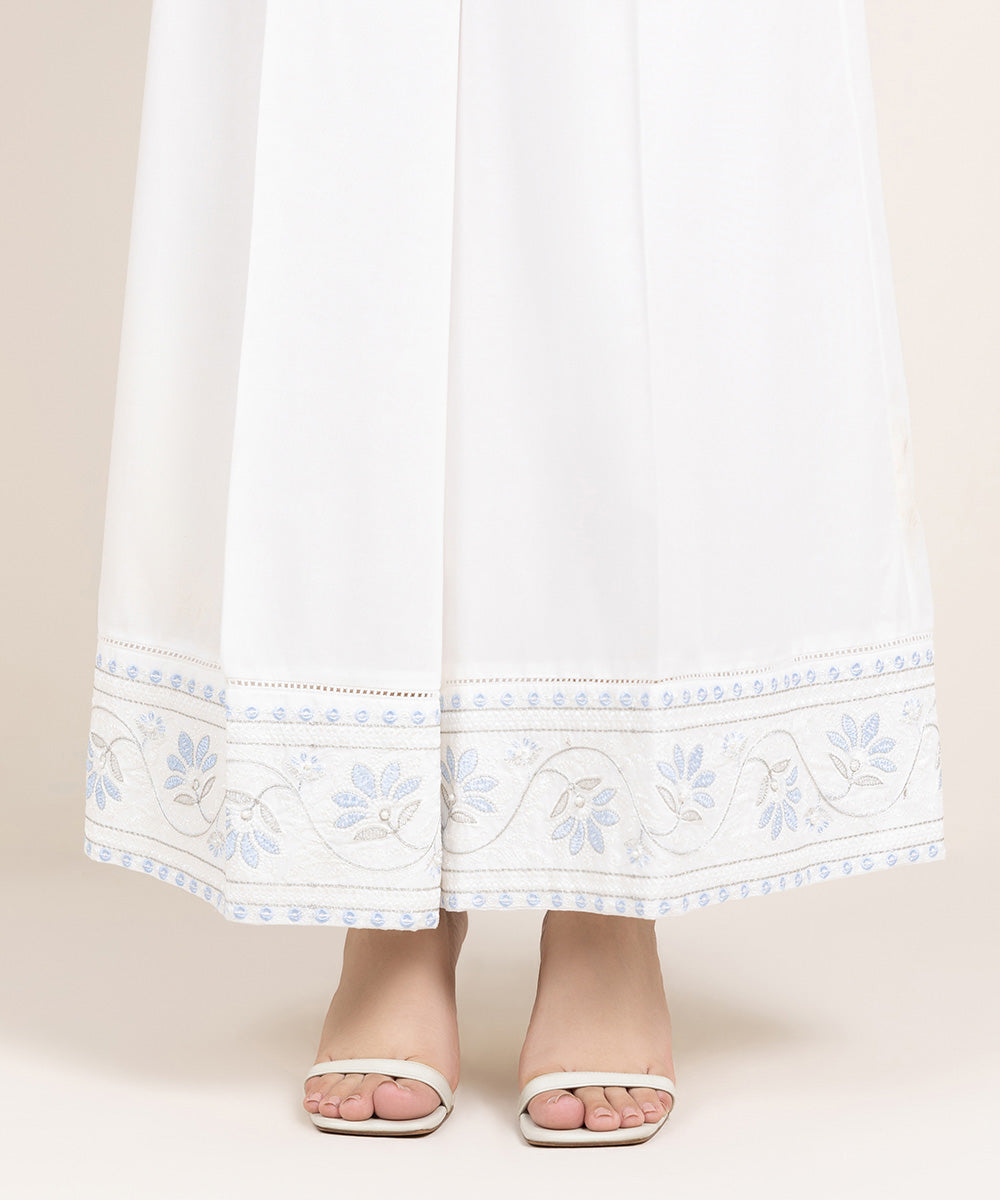 Women's Pret Cambric Embroidered White Sharara