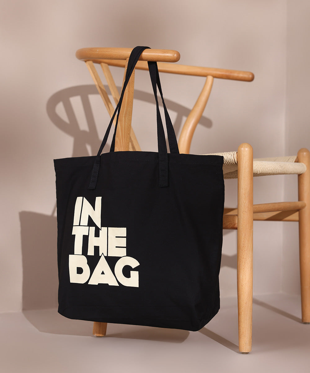 Digitally Printed Black Cotton Fabric Tote Bag