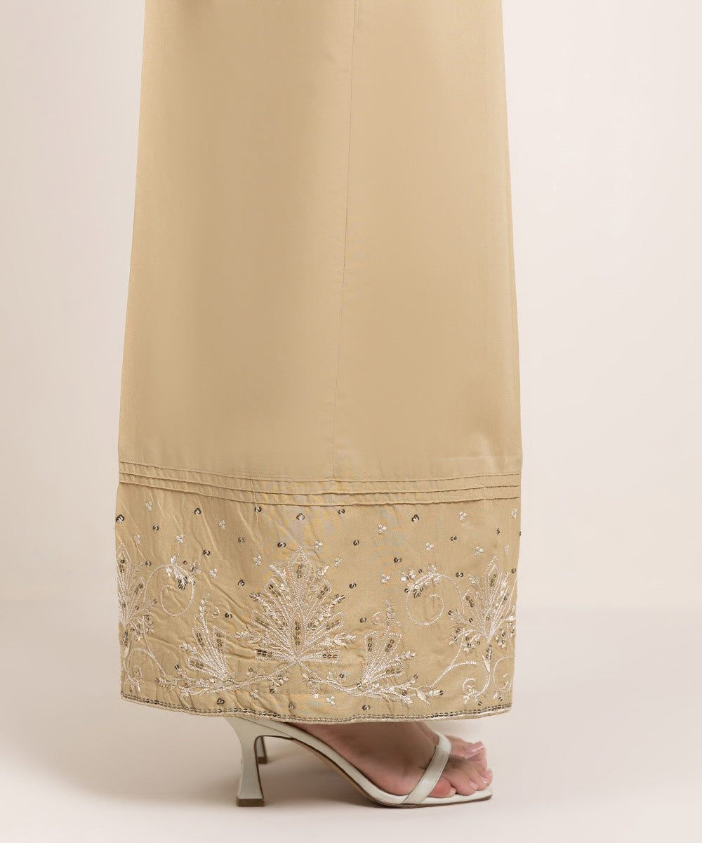 Women's Pret Cambric Embroidered Brown Culottes